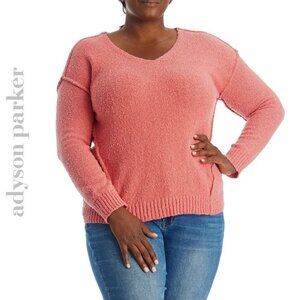 NWT Adyson Parker Plus Cozy V-Neck Soft Knit Inverted Seam Pullover Sweater